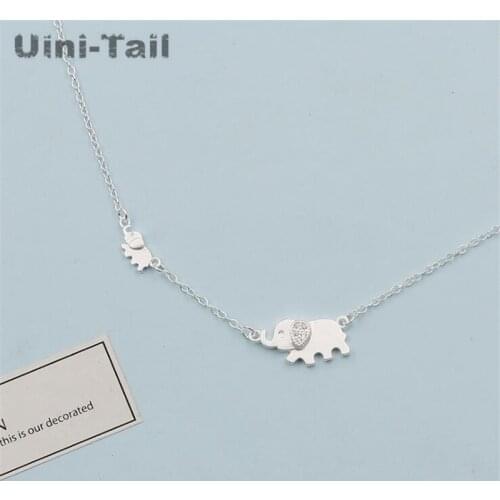 Uini-Tail hot new 925 sterling silver cute elephant micro-inlaid necklace Korean fashion trend sweet dynamic high quality GN935