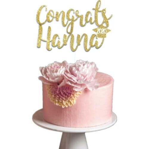 Personalised Graduation cake topper, grad cake topper, graduate decoration,Custom gold graduation topper, congrats cake topper