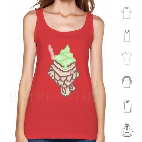 Pixel Taiyaki Ice Cream Tank Tops Vest Cotton Food Japan Japanese Aesthetic Taiyaki Pastry Dessert Yummy Yum Custard Ice Cream