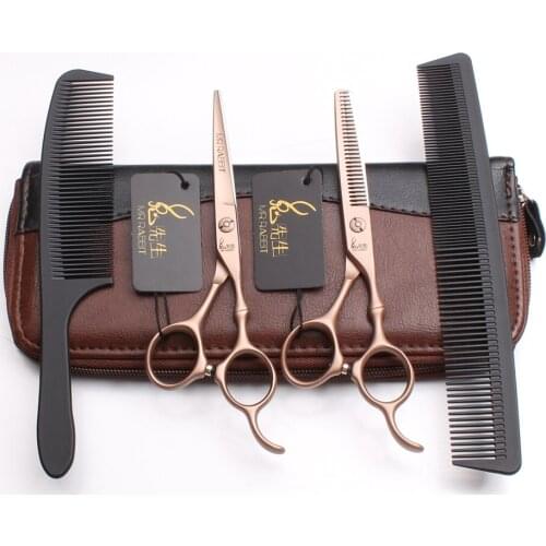 4Pcs/Set M9030 6.0'' Japan Steel 440C Professional Hairdressing Human Hair Scissors Combs + Cutting Shears + Thinning Scissors