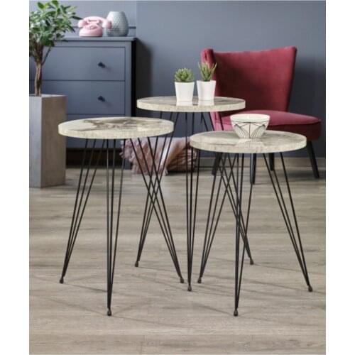 Modern Marble Pattern 3'lü Zigon Round coffee tables table basse furniture living room table