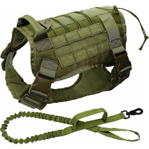 Tactical Dog Vest Harness Working Service Dog Bungee Leash Lead Military Training Medium Large Dogs German Shepherd Clothes