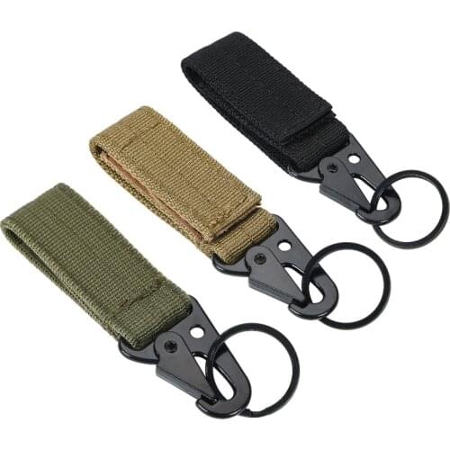CQC Outdoor Molle Hanging Nylon Webbing Belt Metal Hook Buckle Olecranon Keychain Clasp Tactical Carabiner Backpack EDC Gear