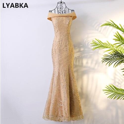 Evening Dress Abendkleider 2019 Design Cheap Mermaid Evening Dress Vestido De Festa Boat Neck Evening Dresses Robe De Soiree