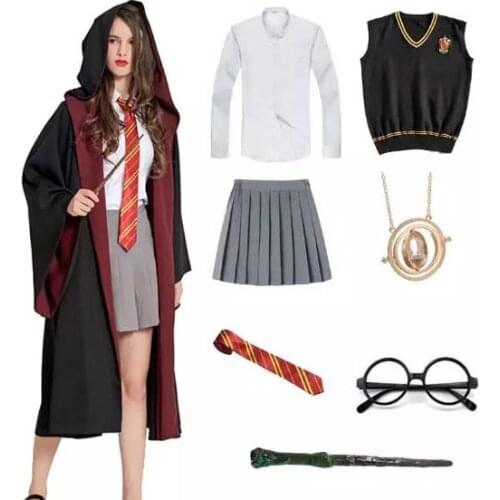 Adult Kids Cloak Cosplay Costumes Magic Outfits Shirt Skirt Cosplay Clothes Robe Costume Hermione School Uniform