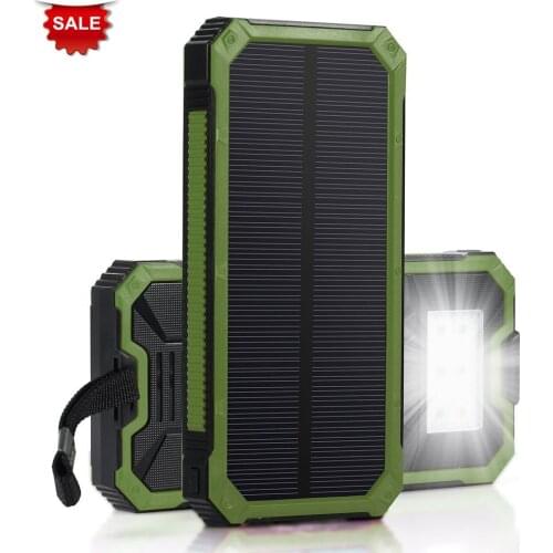 PowerGreen 5V 2A Solar Charger 15000mAh Fast Charging Solar Power Bank Battery Power Backup for Phone