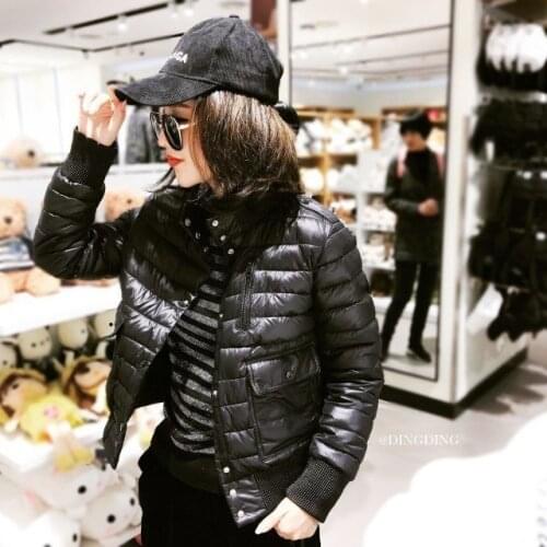 Women 2021 Winter New Fashion Solid Stand Collar Cotton Jackets Female Light Thin Slim Parkas Ladies Short Warm Overcoats T610