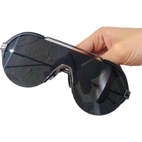 2020 Fashion Onepiece Half Frame Gradient Sunglasses Women Cover One Piece Goggle Shades Men With Brand Box