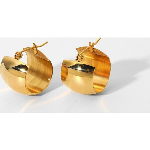 Tarnish Free Chunky Ball Shape Hoop Earrings For Women 18K Gold Plated Stainless Steel Circle Earrings Jewelry Accessories