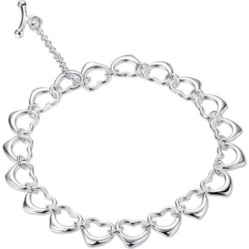 New Style 925 Sterling Silver Whole Heart Chain Bracelet Jewelry Bracelet For Feminine Charm Engagement Party Wedding Fashion Gi