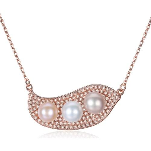 MetJakt S925 Sterling Silver Cardamom Shape White Pink Purple Mixed Color Pearl Fashion Personality Necklace for Ladies