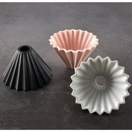 1pc 3 colors ceramics Wave shape V60 sytle filter cup coffee dripper 1-2cups for barista
