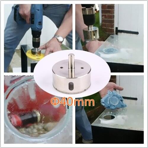 2pcs/set High quality Free shipping 40mm diamond coated tip glass ceramic tile bottle drilling bit set hole saw kits