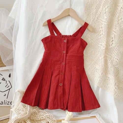 2020 Summer Casual Solid Girls Dress Suspenders Kids Dresses For Girls High Quality Fashion Girl Clothes