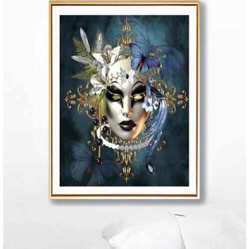 5D Diy Diamond Painting Full Square Woman Mask Crystal Diamond Embroidery Full Set Mosaic Picture Cross stitch Decor Gift