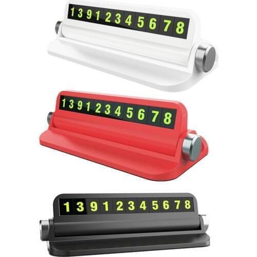 6 In 1 Luminous Car Temporary Parking Card Sticker Auto Parking Number Plate Car Temporary Stop Sign Phone Holder Card Inserter