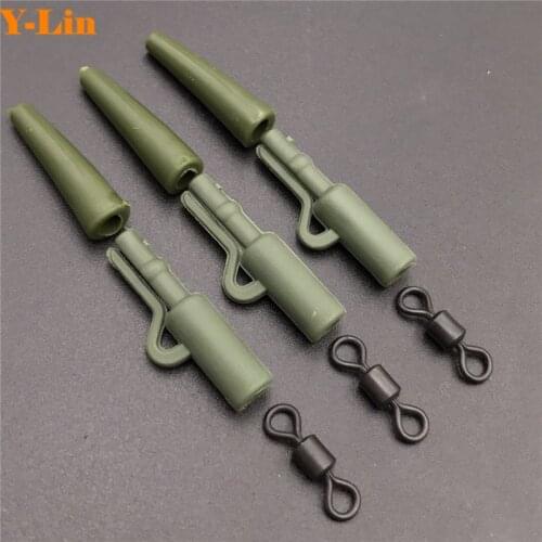 60PCS Carp Fishing Rolling Swivels Saftey Clips With Tail Rubber Tubes Terminal End Tackle Accessories Sets Of Fishing China