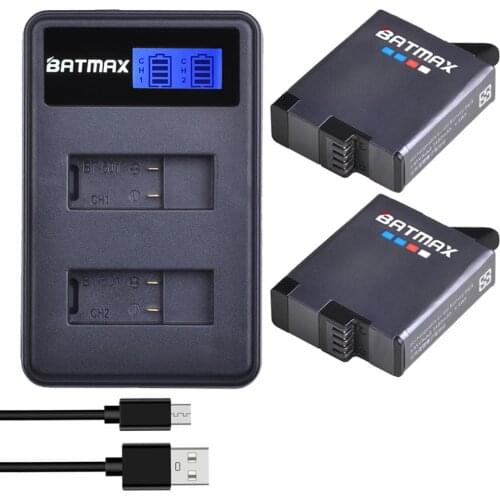 Batmax for GoPro Hero7 6/5 Battery Akku+LCD USB Dual Charger for Gopro 5 Gopro 6 New Gopro 7 Gopro hero 8 action camera