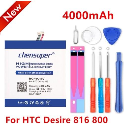 4000mAh BOP9C100 Battery For HTC Desire 816 800 D816W D816 816W A5 816t 816v 816e D816V D816U D816T Dual sim 816T Battery