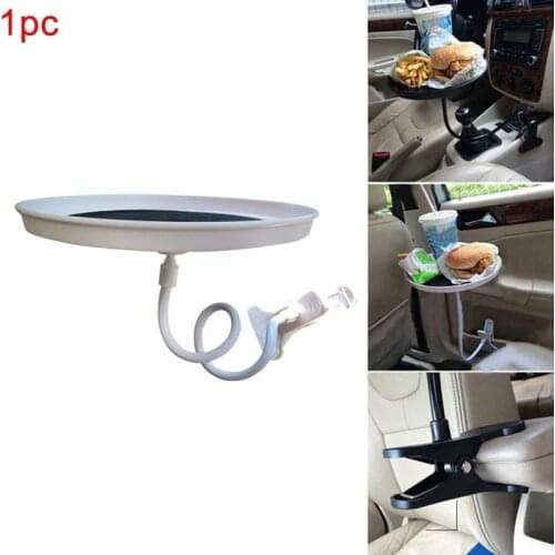 Car Food Tray Folding Dining Table Drink Holder Car Pallet Back Seat Water Car Cup Holder Travel Accessory White