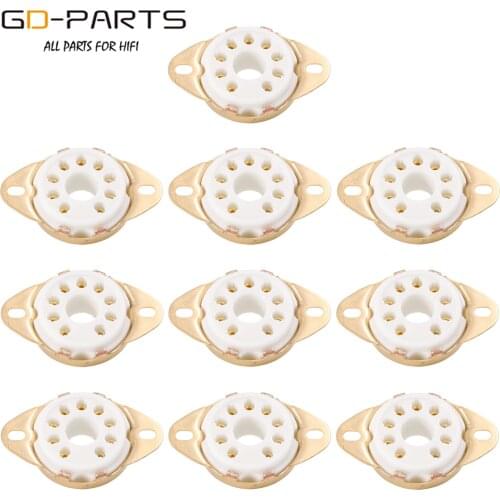 GD-PARTS Gold Plated 9pin B9D Magnoval Tube Socket for EL504 EL502 EL519 7868 Vintage Amplifier DIY Bottom Mount