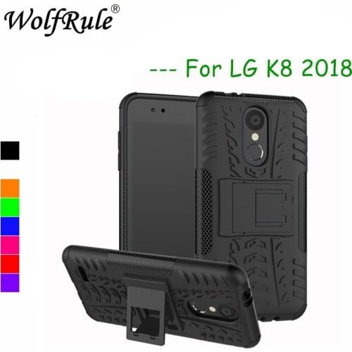 Phone Case sFor LG K8 2018 Cover Silicone + Hybrid Plastic Kickstand Case For LG K8 2018 Case For LG K9 / LV3 2018 Fundas 5.0"