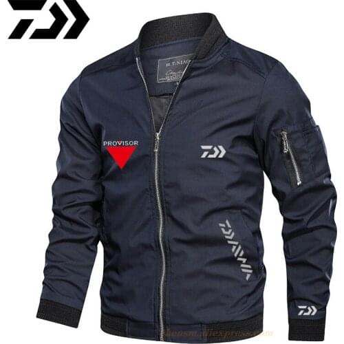 DAIWA Jacket Mens Slim Bomber Jacket Autumn Thick Warm Winter Outerwear Fishing Long Sleeve Jackes and Coats Plus Size Clothing