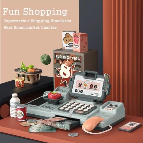 Childrens cash register Pretend Play Electronic Scan Swipe The Card Convenience Store Cashier Toys for Girls Toys