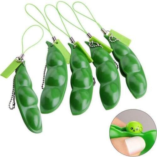 1pcs Squeeze Pea Soybeans Edamame Adult Kids Stress Relief Toys Cute And Fun Keychain Ring Gift Bag Decoration Decompression Toy