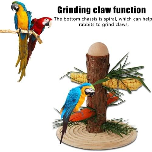 Rabbit Toy Carrot Tree Boredom Breaker Rodent Manger Rabbit Wooden Hay Holder Food Bowl DIY Feeder Claw Grinding Device