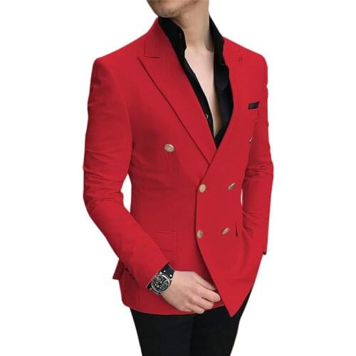 Mens Suits Jackets Double Breasted Blazer Formal Vintage Prom Slim fit Jackets Tuxedos Peak Lapels Wedding Grooms Only Jacket