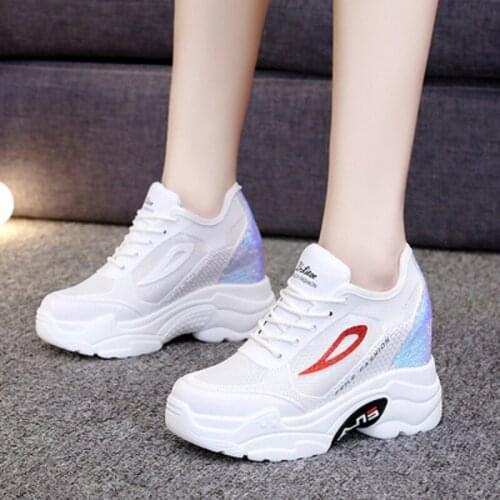 Casual all-match breathable mesh 8 cm thick-soled womens shoes with increased inner sneakers summer new fashion and fashion