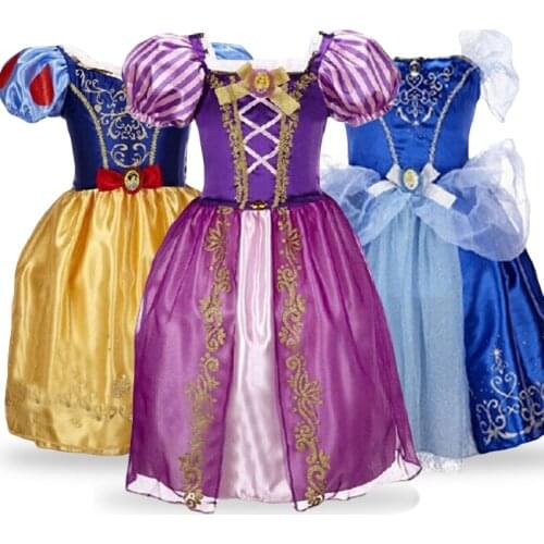 Girls Summer Dress Kids Cindrella Snow White Cosplay Costume Baby Girl Princess Dress Rapunzel Aurora Belle Dress Vestidos