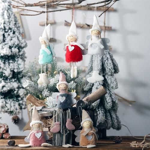 Cute Christmas Pendants Angel Girl Doll Santa Claus Pendants Christmas Tree Decor for Home Xmas Ornaments Gifts for Kids
