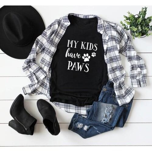 My Kids Have Paws Dog Mom Shirt Women Tshirt Summer Casual Dog Lover T Shirt Women Short Sleeve Dog Mama T-Shirts