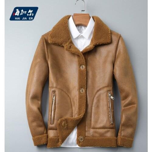 2022 Mens Winter New Fleece Double-Sided Wear Suede Fabric Jacket Youth Faux Fur Leather Coat