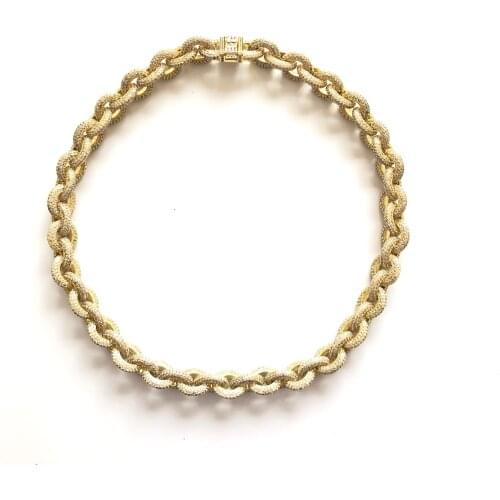 12mm Men Jewelry Necklace Copper Iced Out Gold/Silver Color Plated Micro Paved CZ Stone Necklace With 18inch 22inch