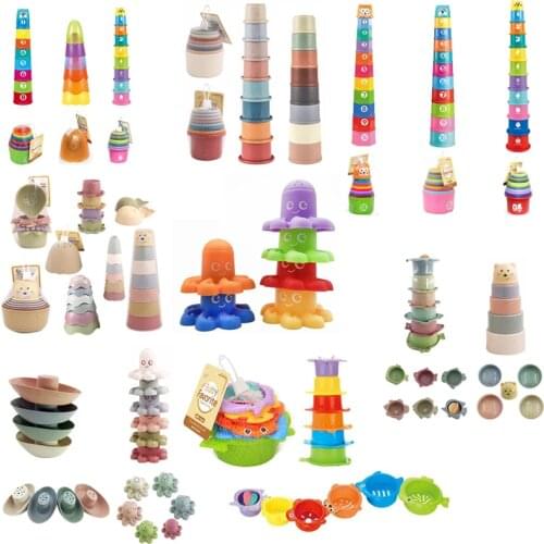 Children Stacking Cups Set Baby Indoor Bathroom Shower Bathtub Bath Toy Educational Outdoor Beach Toys For 0 12 Months Kids