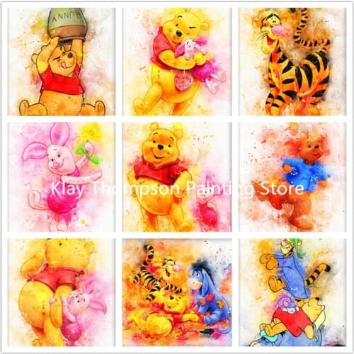 5D DIY Full Square Round Diamond Embroidery Disney Winnie the Pooh Watercolor Poster Cross Stitch Kit Living Room Home Decor