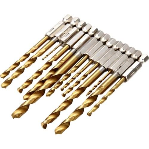 GTBL Set 13 pieces Drilled Cobalt Titanium HSS Handle Hexagonal Quick Change