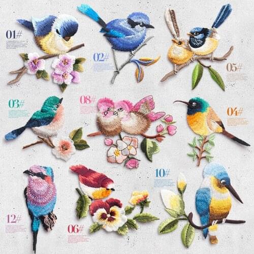 Animal Bird Patches Iron-on for Clothing of The Embroidery Applique DIY Hat Coat Dress Pants Accessories Cloth Sticker