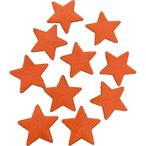 WUYUCONG Orange Star Sequined Iron on Patches for Clothes Handbags 9 x 8.5 cm Sequins Five-Star Embroidery Applique 10pcs/lot