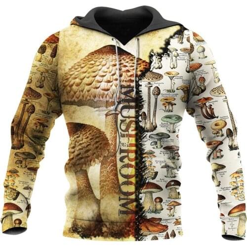 New felt hat mushroom zipper stereo printing autumn and winter casual Unisex funny sweater