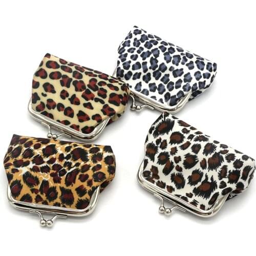 New Arrival Hasp Coin Purse Womens Small Leopard Print Purse Polyester Wallet Female Pouch Coin Wallet Mini Clutch Money Bag