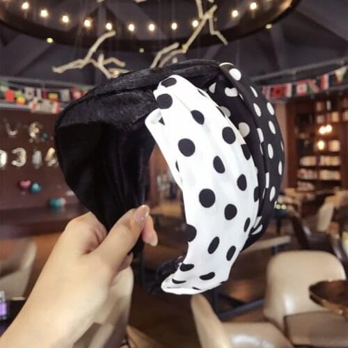 New high-end boutique hair accessories simple wave point hit color hook knotted wide side headband