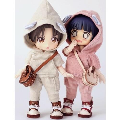 Ob11 baby dress GSC clay man YMY plain body can wear 1/12 BJD hooded suit doll clothes coat+pant doll accessories