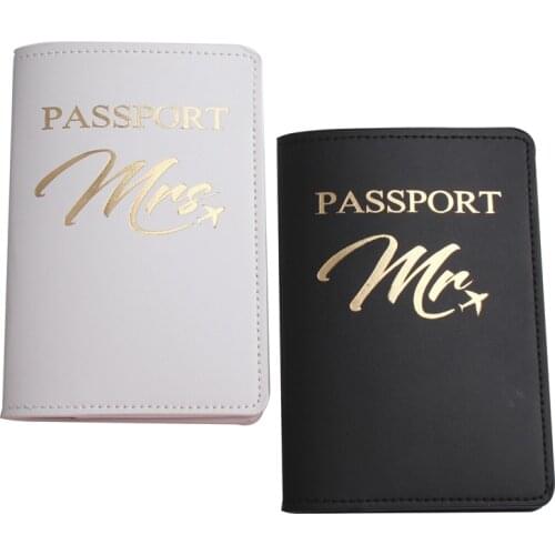 Mr Mrs Lover Couple Passport Cover Embroidery Letter Women Men Travel Wedding Passport Cover Holder Travel Case CH26