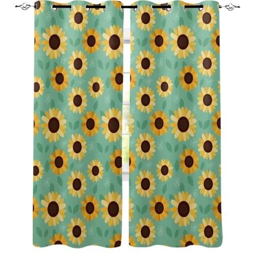 Sunflower Pattern Window Curtains Home Decor Living Room Curtain Kitchen Draperies Curtains for Bedroom