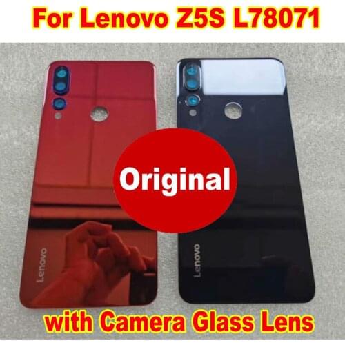 Original Back Battery Cover Housing Door with Adhesive tape Rear Case For Lenovo Z5S L78071 + Camera Frame Glass Lens Phone Lid