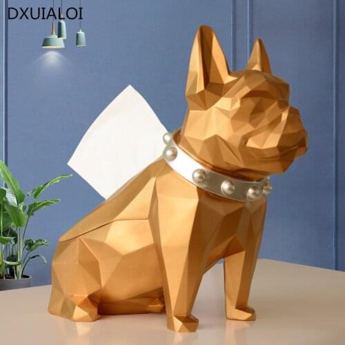 Dog Figure Resin Black Dog Tissue Holder Craft For Kitchen Room Table Top Home Decor Modern Creative Geometric Dog Tissue Box